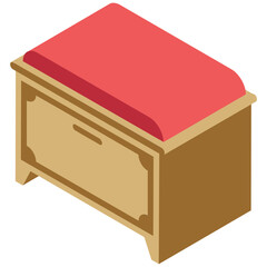 
A low height stool used in front of dressers or in kitchen counter setting
