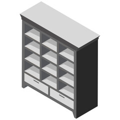 
Wooden crockery unit flat design icon 
