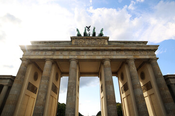 Fototapeta na wymiar Brandenburg Gate at Blue Sky Berlin Germany