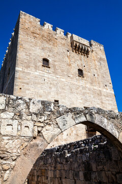 Kolossi Castle near Limassol in Cyprus first built around 1210 which was a stronghold fort of the Crusaders and is a popular travel destination tourist attraction landmark stock photo image