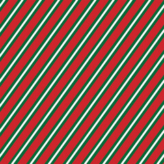 Red panorama vector Christmas wrapping paper background with green and white stripes for holiday themes.