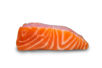 raw salmon on white background