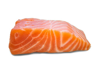 raw salmon on white background