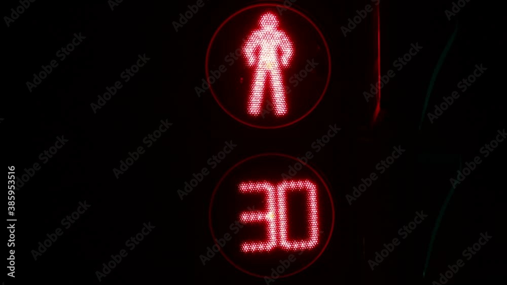 Poster traffic light with timer. red man. inhibit signal