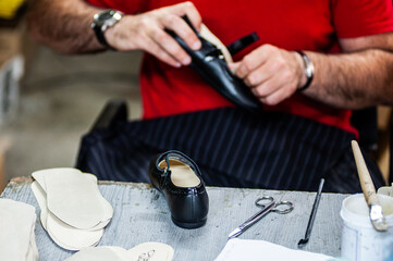 At a factory for the manufacture of leather shoes