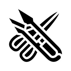 different scissors glyph icon vector black illustration