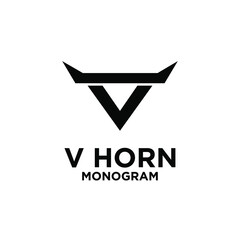 abstract bull horn head initial letter vv logo icon design vector illustration white background
