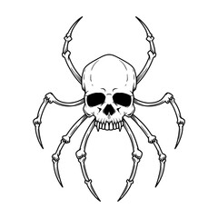 Illustration of skull with spider legs. Design element for poster,card, banner, sign, emblem. Vector illustration