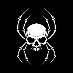 Illustration of skull with spider legs. Design element for poster,card, banner, sign, emblem. Vector illustration