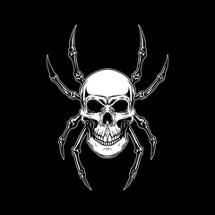 Illustration of skull with spider legs. Design element for poster,card, banner, sign, emblem. Vector illustration