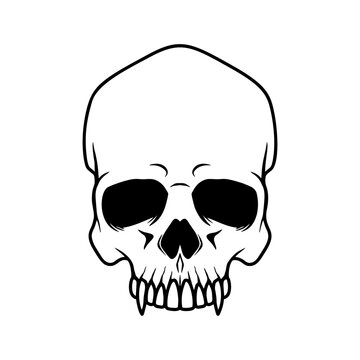 Illustration of vampire halloween skull. Design element for poster,card, banner, sign, emblem. Vector illustration