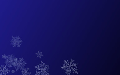 Fototapeta na wymiar White Snow Vector Blue Background. Falling 
