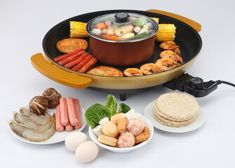 steamboat, is a Chinese cooking method, prepared with a simmering pot of soup stock at the dining table, containing a variety of East Asian foodstuffs and ingredients. 