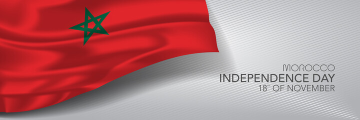 Morocco independence day vector banner, greeting card