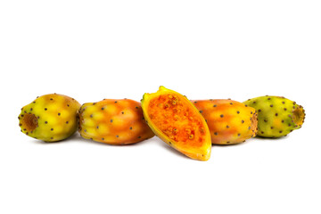 Indian fig opuntia, prickly, on white background
