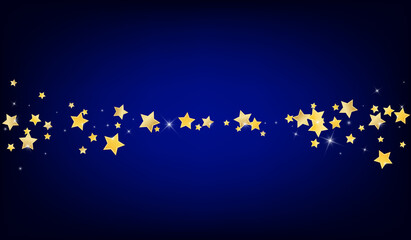 Gold Falling Stars Vector Blue Background. 