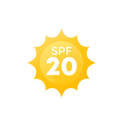 spf 20, sun, UV protection vector icon