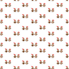New Year Seamless pattern with cute bull. Vector printable background or endless decoration for Christmas design. Freehand style. Doodle. Wallpaper, wrapping, card, print on clothes.