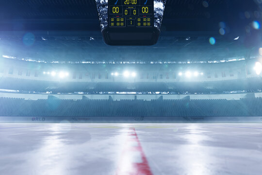 empty hockey arena in 3d render illustration 