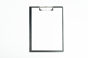 New black clipboard with new clean sheet of paper isolated