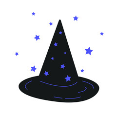 Magician hat with purple stars cartoon illustration