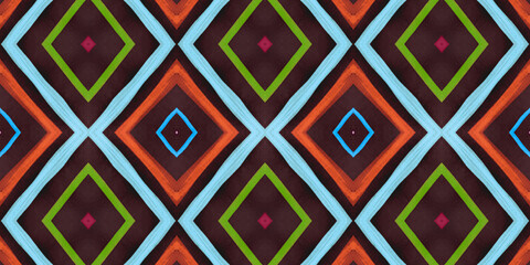 Seamless Rhombus Pattern. Drawn by Brush Zigzags 