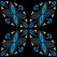 Turquoise and Yellow Floral Muslim Ornament 