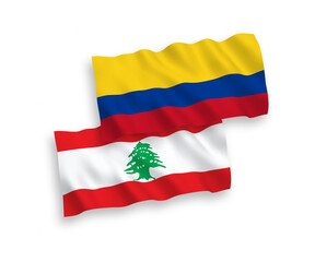 Flags of Lebanon and Colombia on a white background
