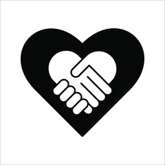 Handshake with love vector illustration on white background