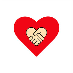 Handshake with love vector illustration on white background