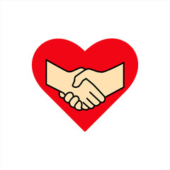 Handshake with love vector illustration on white background