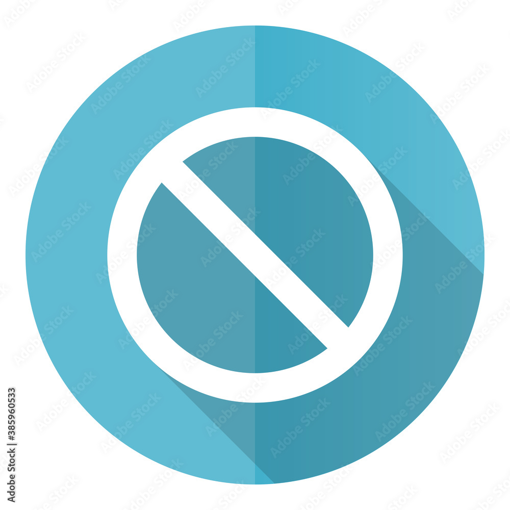Fototapete Access denied vector icon, flat design blue round web button isolated on white background