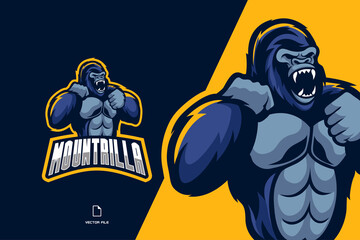 angry gorilla mascot sport game team logo illustration