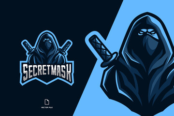Blue ninja mascot game logo for esport and sports team © eryusan
