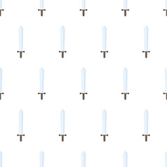 Sword seamless pattern in flat style. Suitable for backgrounds, postcards, and wrapping paper. Vector.
