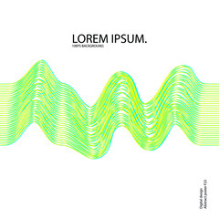 Vector abstract background with a glitch dynamic bright waves, lines. Wavy dynamic 10 eps background. Illustration suitable for cover, design, text, advertising banner. 