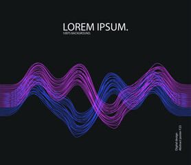 Vector abstract background with a glitch dynamic waves, lines. Music sound dynamic 10 eps background. Illustration suitable for cover, design, text, advertising banner. 