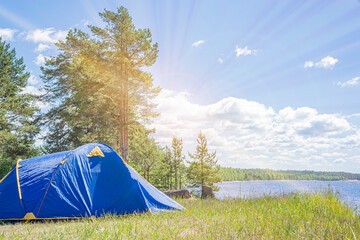 Tent on the beach. Tented tourist camp