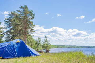 Tent on the beach. Tented tourist camp