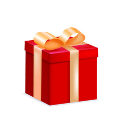 Red gift box with a bow, vector 