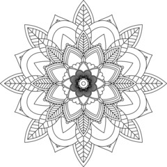 Easy Mandala coloring book simple and basic for beginners, seniors and children. Set of Mehndi flower pattern for Henna drawing and tattoo. Decoration in ethnic oriental, Indian style.
