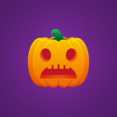 Halloween Jack O Lantern Pumpkin Expression Worried Emoticon