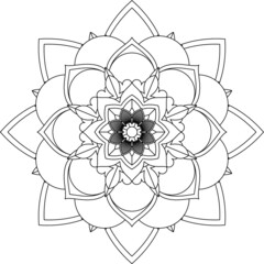 Easy Mandala coloring book simple and basic for beginners, seniors and children. Set of Mehndi flower pattern for Henna drawing and tattoo. Decoration in ethnic oriental, Indian style.