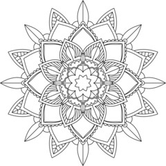 Easy Mandala coloring book simple and basic for beginners, seniors and children. Set of Mehndi flower pattern for Henna drawing and tattoo. Decoration in ethnic oriental, Indian style.