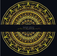 Dot mandala for acrylic painting. Spot painting point to point. Abstract design of mandala in dot paint style. ethnic round ornament.Hand drawn background. Islam, Arabic, Indian
