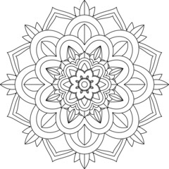 Easy Mandala coloring book simple and basic for beginners, seniors and children. Set of Mehndi flower pattern for Henna drawing and tattoo. Decoration in ethnic oriental, Indian style.