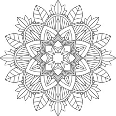 Easy Mandala coloring book simple and basic for beginners, seniors and children. Set of Mehndi flower pattern for Henna drawing and tattoo. Decoration in ethnic oriental, Indian style.
