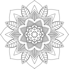 Easy Mandala coloring book simple and basic for beginners, seniors and children. Set of Mehndi flower pattern for Henna drawing and tattoo. Decoration in ethnic oriental, Indian style.