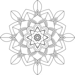 Easy Mandala coloring book simple and basic for beginners, seniors and children. Set of Mehndi flower pattern for Henna drawing and tattoo. Decoration in ethnic oriental, Indian style.