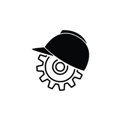 Gear with helmet icon vector